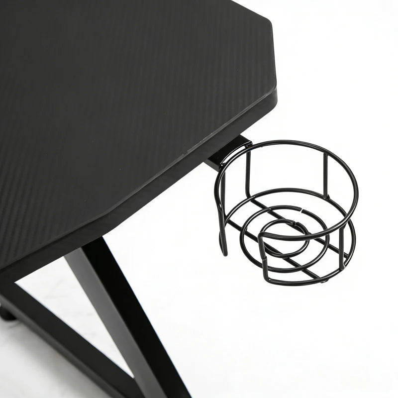 Core Packaging Gaming Desk with Cup Holder, Headphone Hook, Adjustable Feet and Cable Organiser
