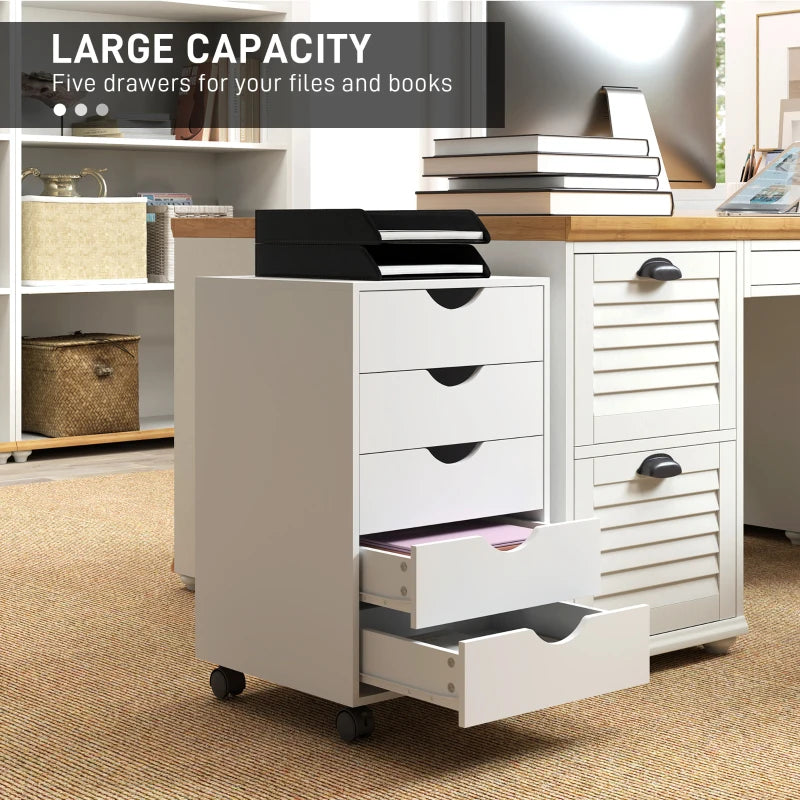 Core Packaging Five Drawer Mobile Filing Cabinet
