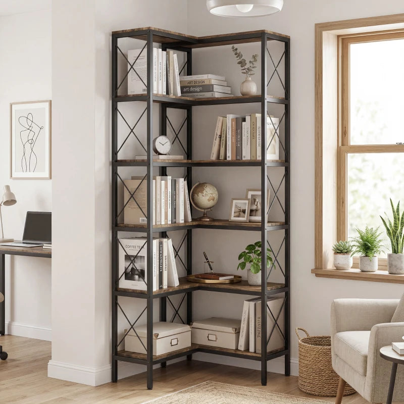Core Packaging 6 Tier L Shaped Bookshelf