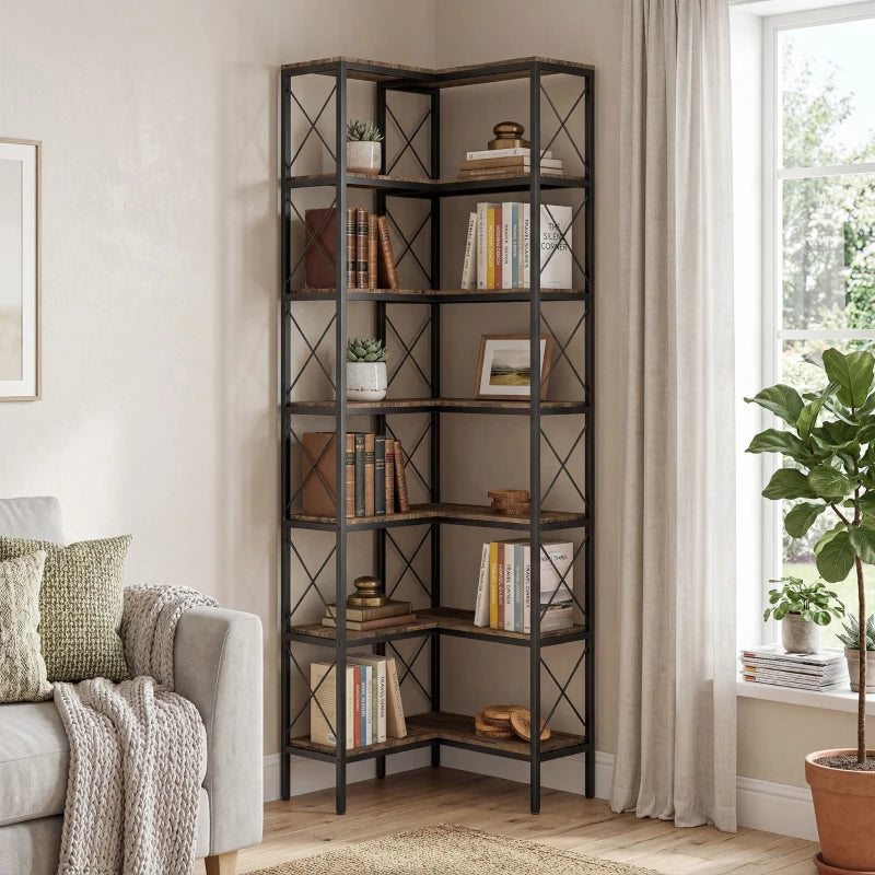 Core Packaging 6 Tier L Shaped Bookshelf