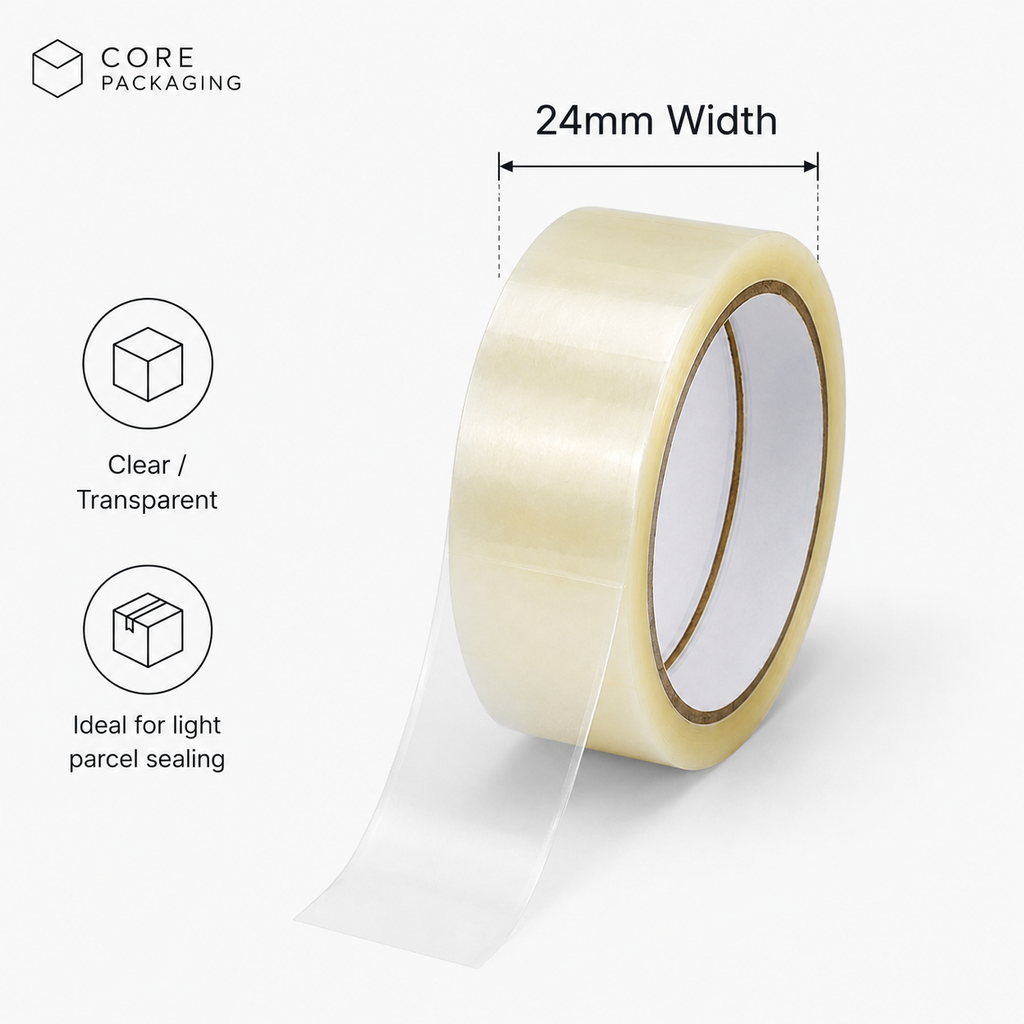Core Packaging 24mm Parcel Tape (Cellotape)