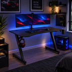 Core Packaging Gaming Desk with Cup Holder, Headphone Hook, Adjustable Feet and Cable Organiser