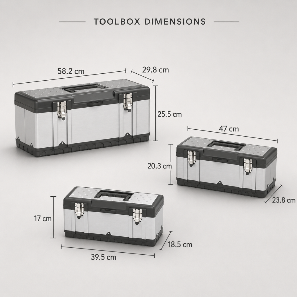 Core Packaging Stainless Steel Toolbox Set (3 Piece Set)