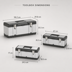 Core Packaging Stainless Steel Toolbox Set (3 Piece Set)