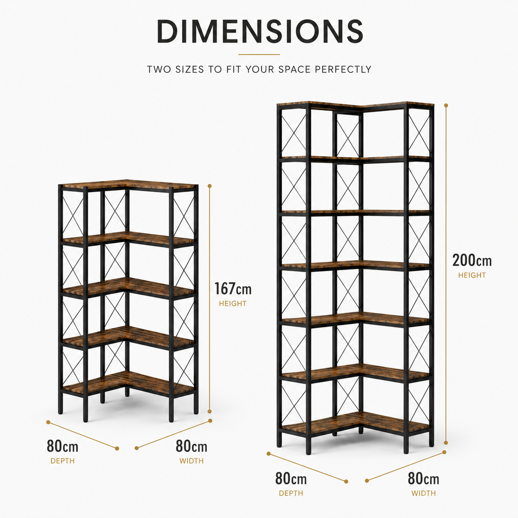 Core Packaging 6 Tier L Shaped Bookshelf