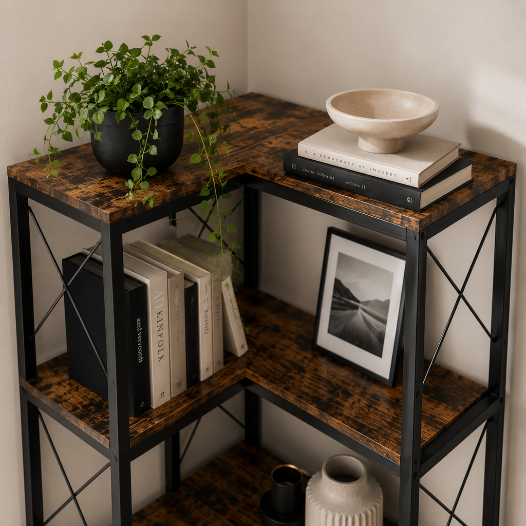 Core Packaging 6 Tier L Shaped Bookshelf
