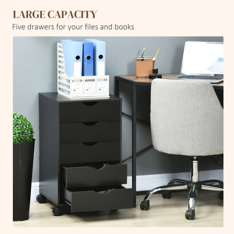 Core Packaging Five Drawer Mobile Filing Cabinet