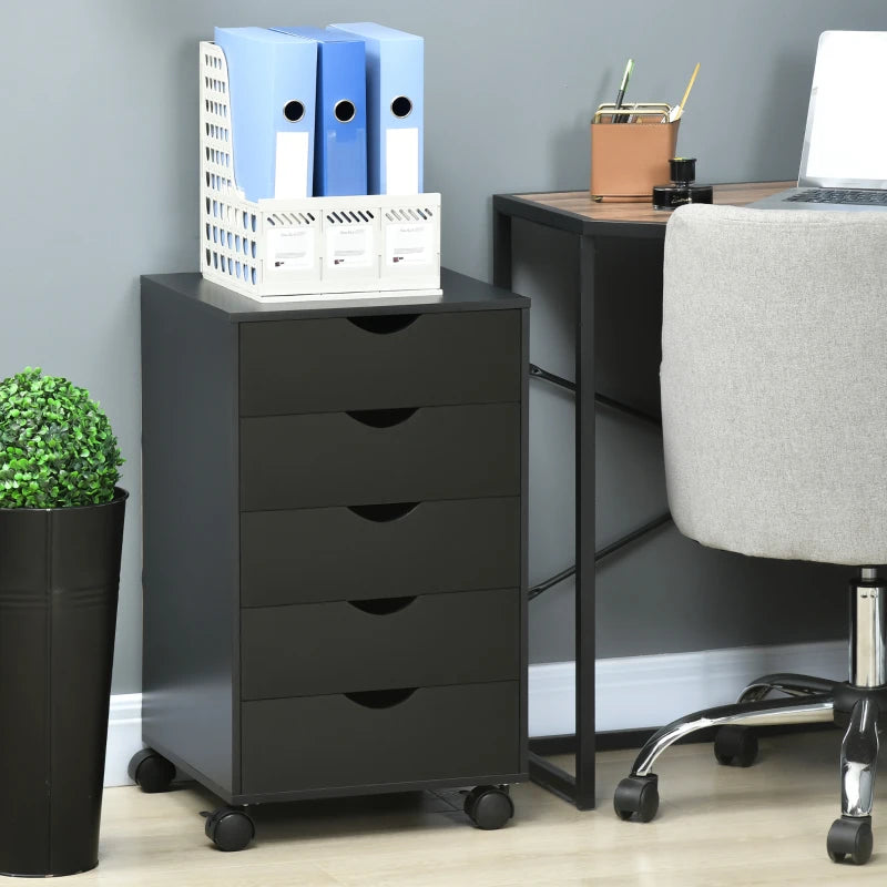 Core Packaging Five Drawer Mobile Filing Cabinet
