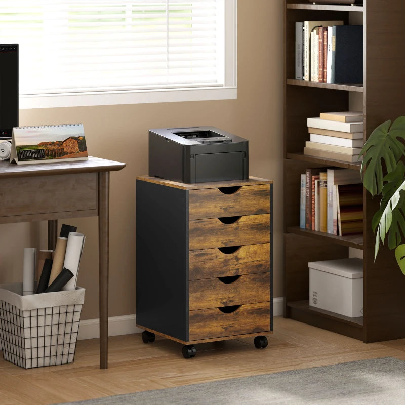 Core Packaging Five Drawer Mobile Filing Cabinet