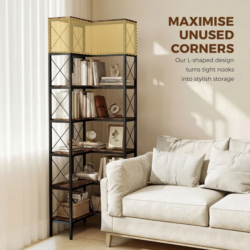 Core Packaging 6 Tier L Shaped Bookshelf