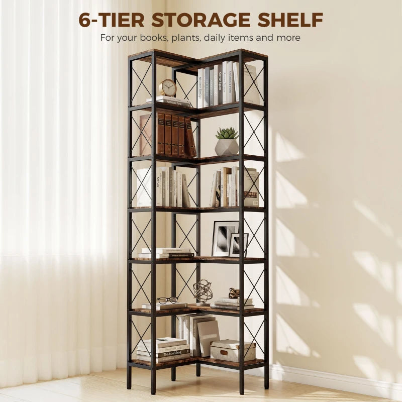 Core Packaging 6 Tier L Shaped Bookshelf