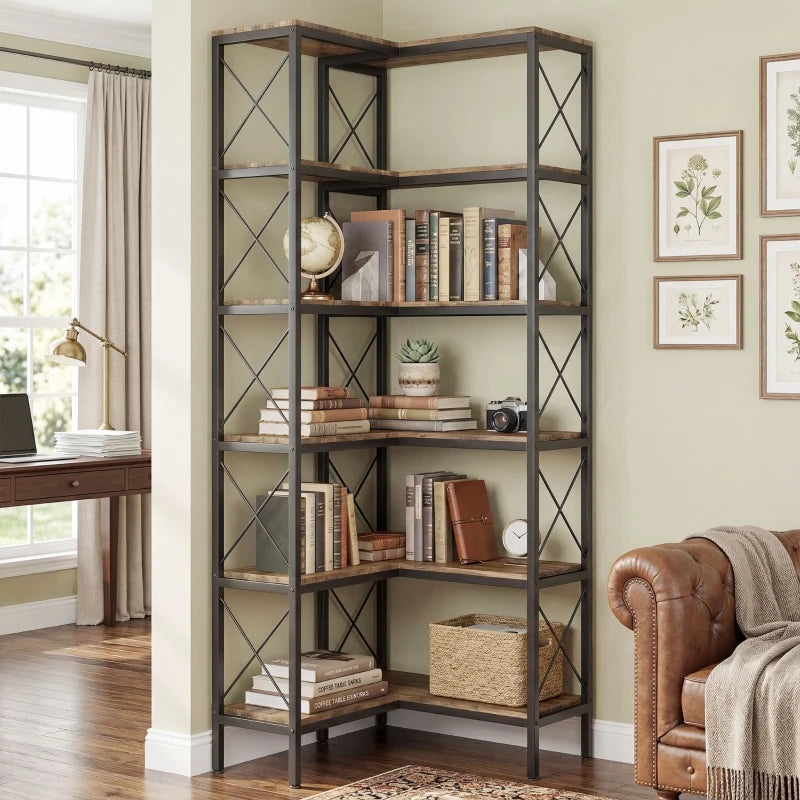 Core Packaging 6 Tier L Shaped Bookshelf