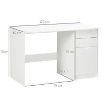 Computer Desk with Drawers 120cm x 60cm (White)